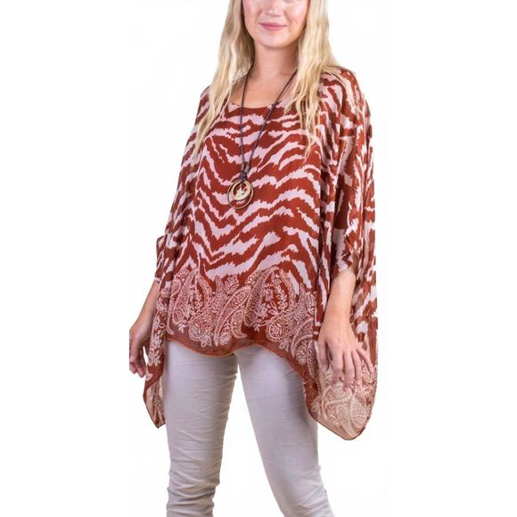 NEW GIGI MODA seta unica kaftan top in rust - Picture 1 of 2